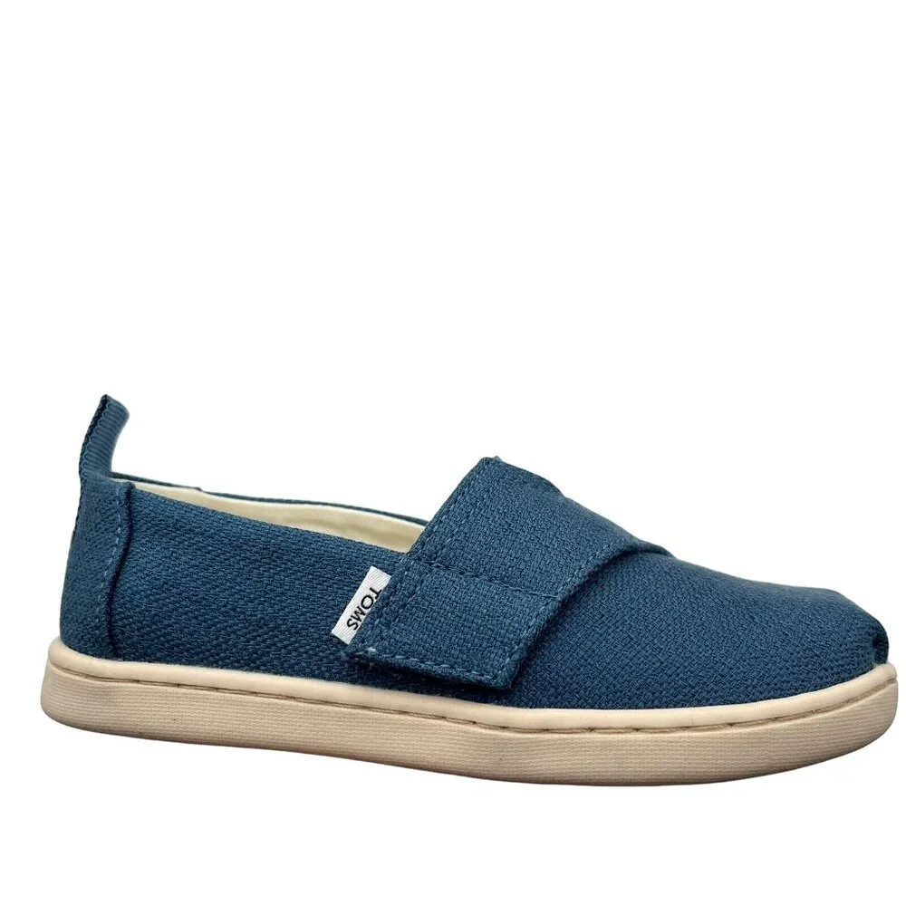Toms Toddler Girls Alpargata Slip-on Shoes Size 10 Ocean Blue Lightweight& Comfy
